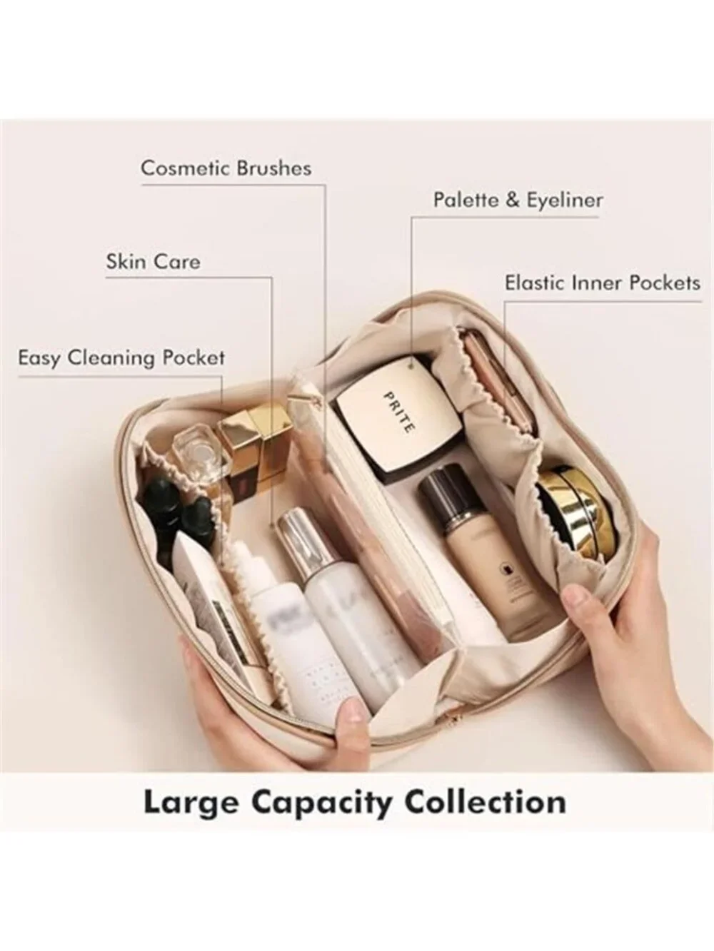 Makeup Bag Travel Toiletry Bag Open Flat Cosmetic Organizer for Women
